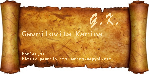 Gavrilovits Karina névjegykártya